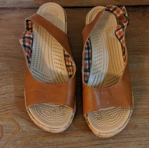 Crocs Brown Slingbacks Wedges, size 10W